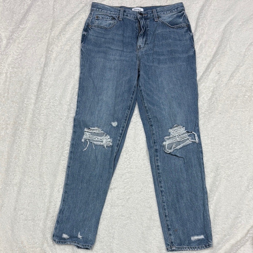 Pistola Blue Boyfriend Jeans Distressed Style